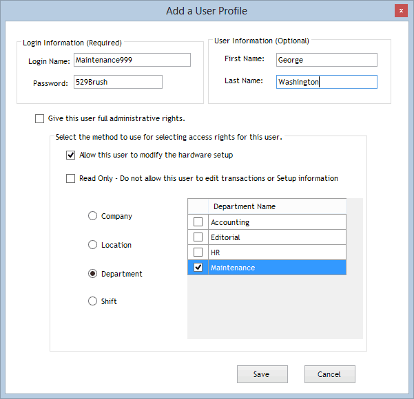 Add a user login: Example 1