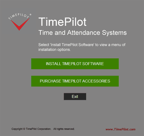 TimePilot software installation screen TimePilot software installation screen