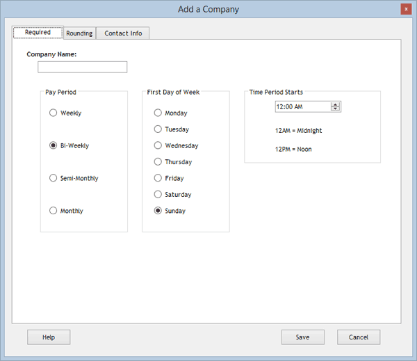 Edit a Company screen Edit a Company screen